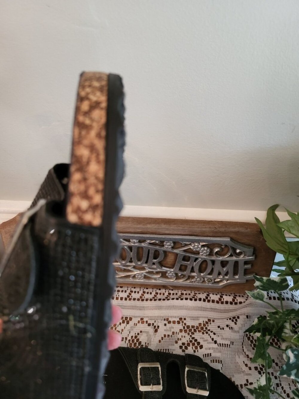 Cato Comfort Black Double Strap Cork Footbed Sandal 8 Rhinestones Travel Support - Picture 7 of 9